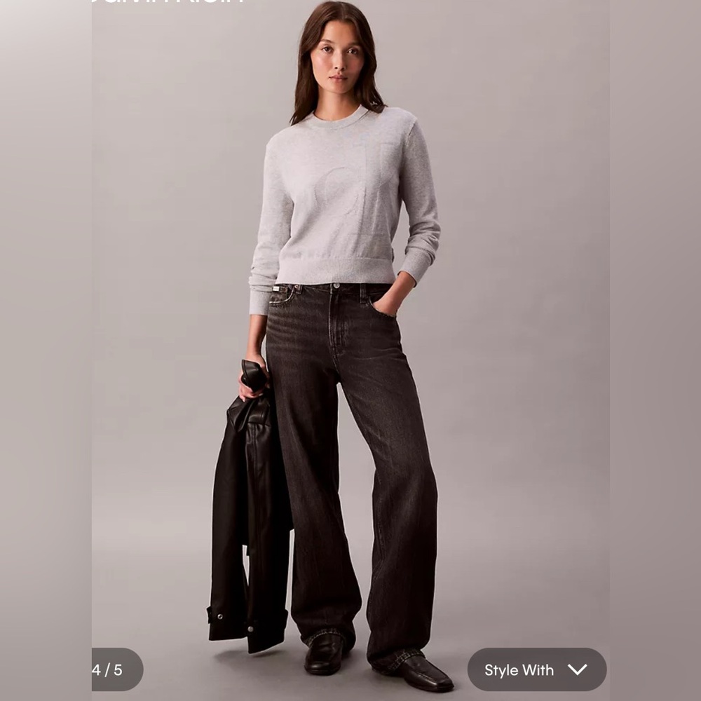 Smooth Cotton Monogram Sweater Calvin Klein